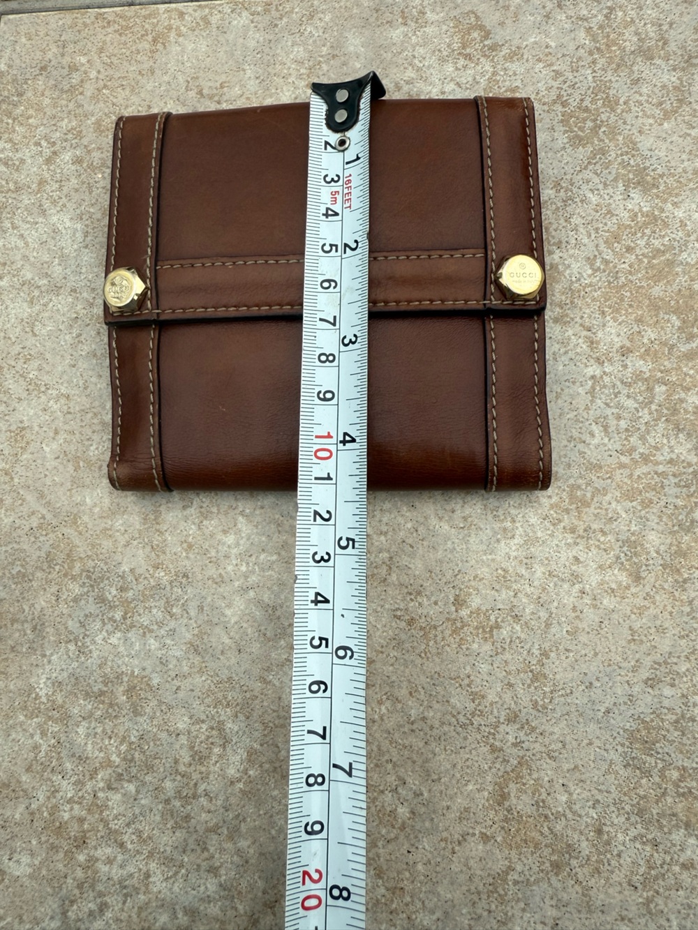 Gucci Brown Leather Men's Bifold Wallet with Gold-Tone Snap - Picture 5 of 16